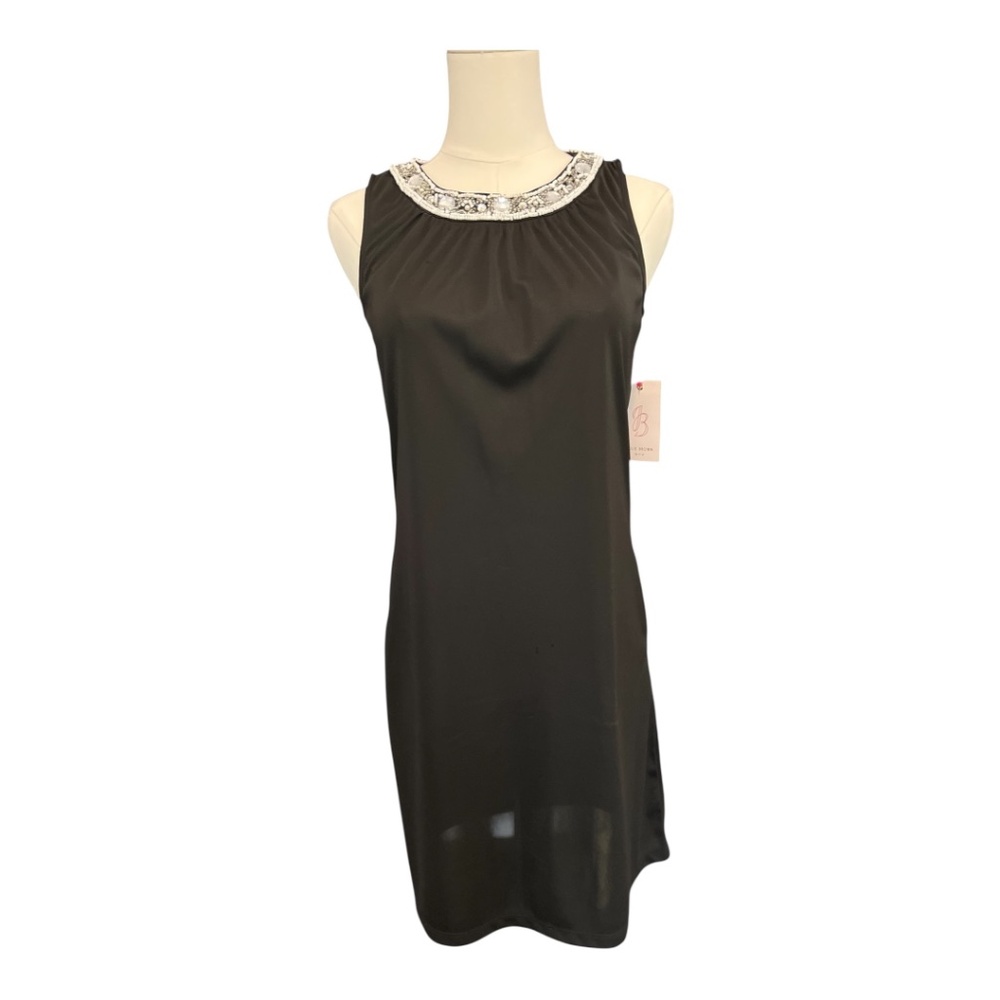🖤🤍 NWT JB BY JULIE BROWN NYC Black & White Beaded Collar Sheath Dress | Women’